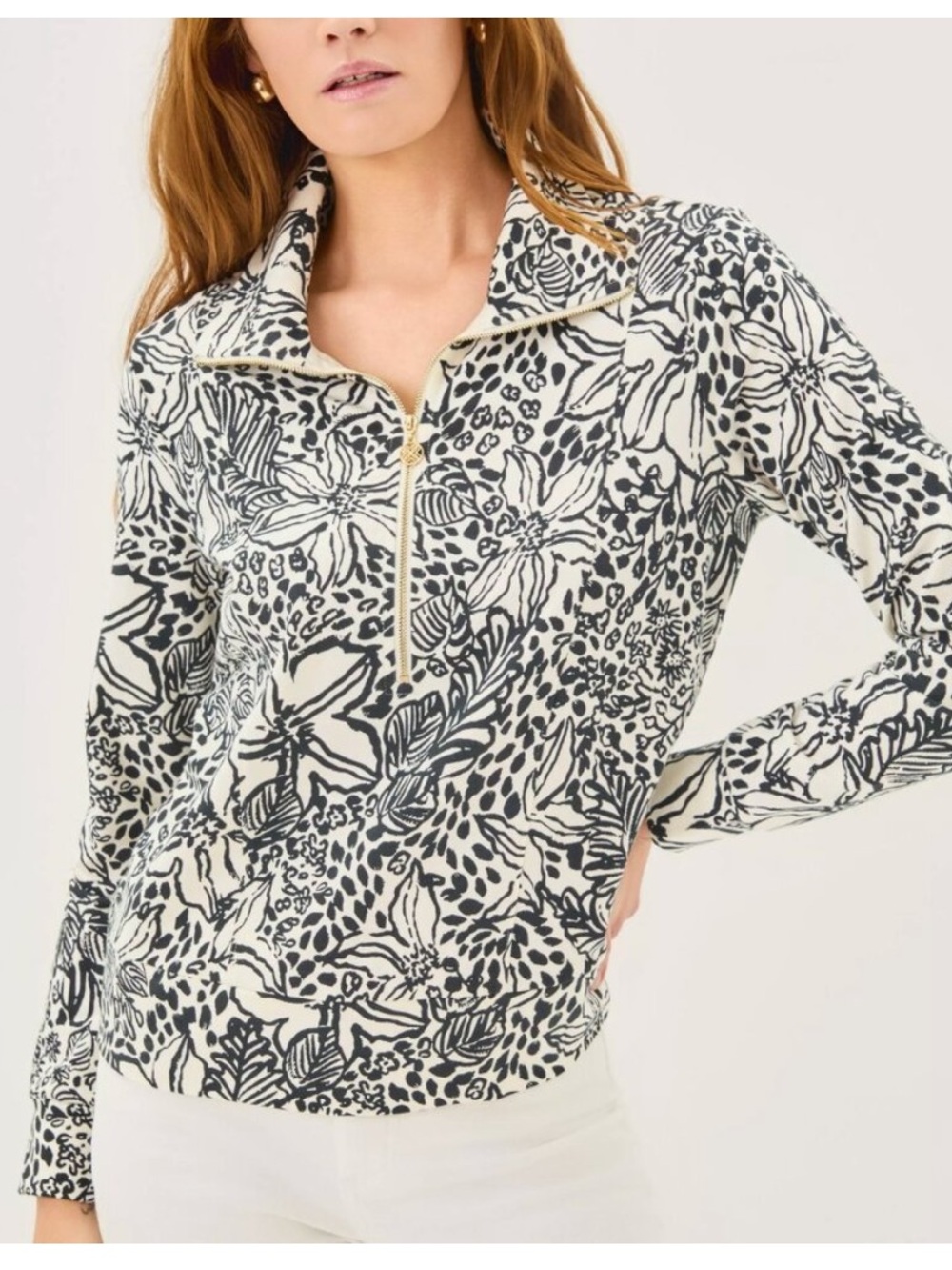 Lilly Pulitzer Black & White Floral Eleni Top